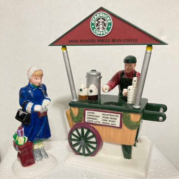 Department 56 Original Snow Village. “Starbucks Coffee Cart. Released 1995. - Picture 2 of 7